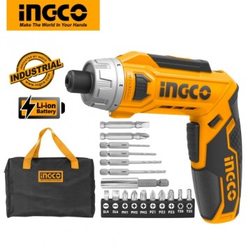 INGCO 8V 6NM 90° Rotatable Lithium-Ion Cordless Screwdriver with Rechargable Battery CSDLI0801